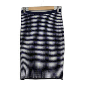 Diane von Furstenberg Pull on Pencil Straight Skirt Knit Blue White Small